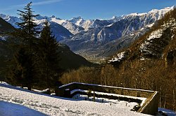 Giro ad anello Savogno-Dasile in Val Bregaglia partendo dalla cascata dell'Acquafraggia il 15 febb 09  - FOTOGALLERY